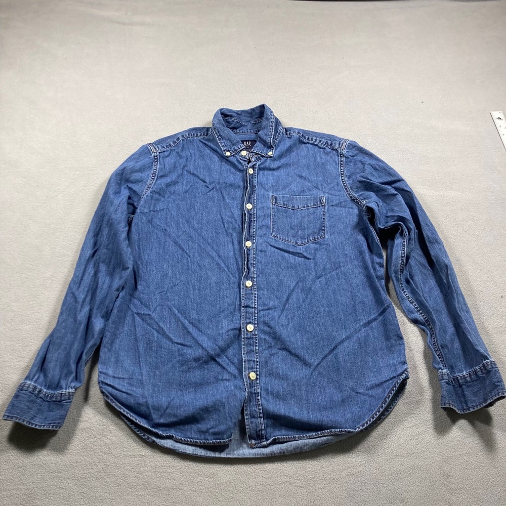 GAP Button-Down Denim Shirt Mens Medium Blue Standard Fit